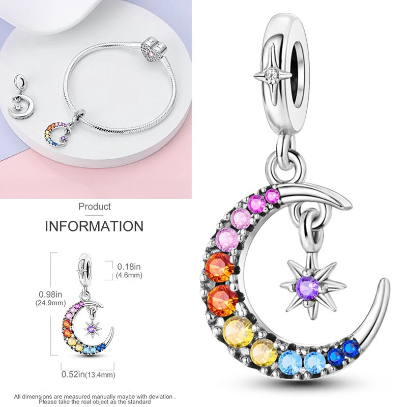 2025 رائجة البيع دلايات الخرزة 925 فضة مضاءة بالنجوم السماء القمر الشمس الأرض الكون سحر صالح الإسورة سوار قلادة DIY بها بنفسك مجوهرات #2