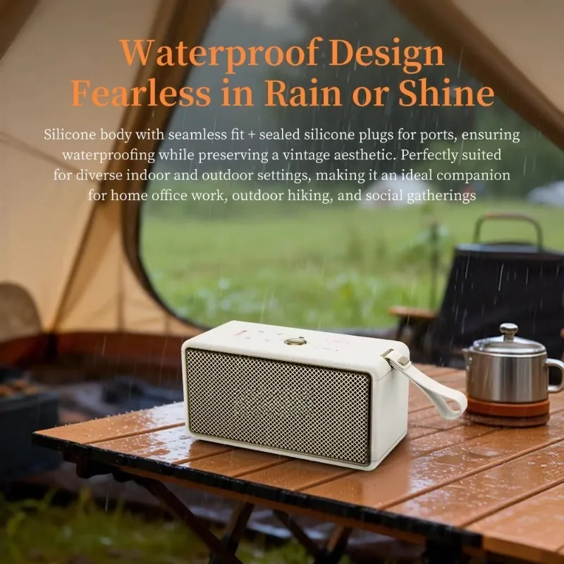 Vintage Style 60W Blue-tooth Speaker, 2.1 Channel, IPX6 Waterproof, TWS Stereo, Portable for Home & Outdoor Activities