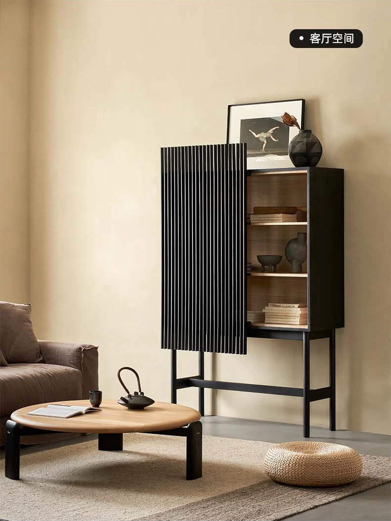 

X Twilight Shadow Solid Wood Side Cabinet Black Locker Living Room Decoration Cabinet Display Cabinet Against The Wall