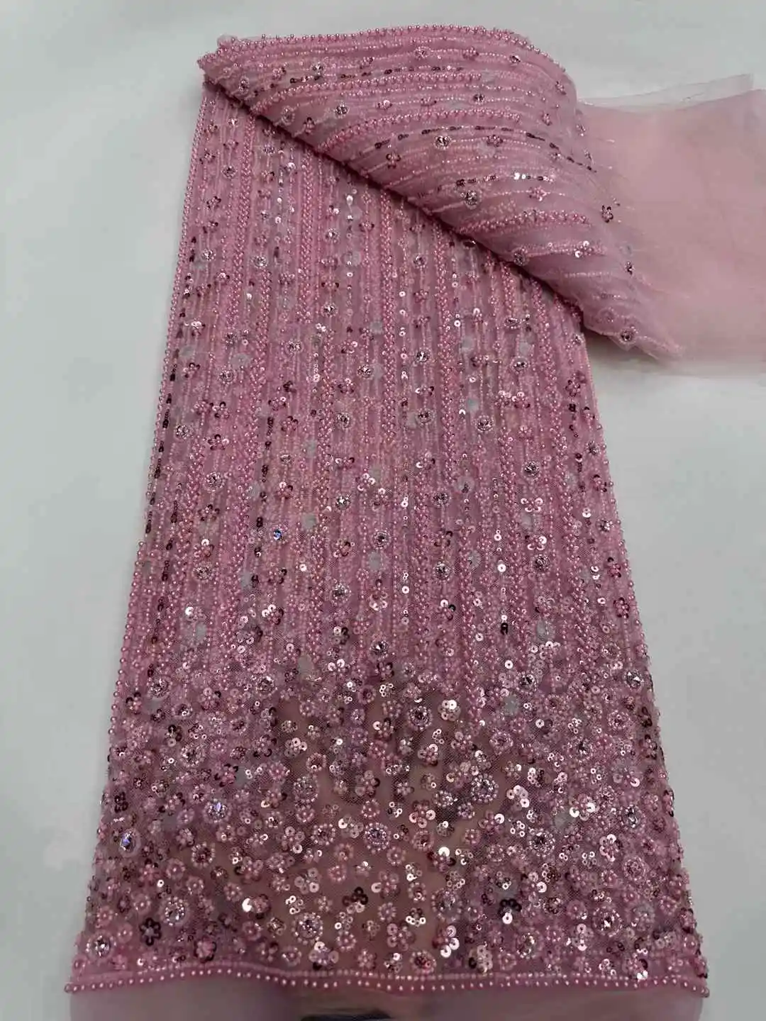 

Роскошная французская сетчатая ткань с вышивкой и бисером, африканское нигерийское кружево с пайетками для свадебных платьев, материал для шитья, 2026 год