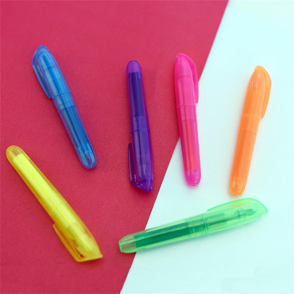 6PCS/Set Mini Fluorescent Highlighter Pen  Chalk Marker Pens Stationery Material Papelaria School Painting Supplie Kit