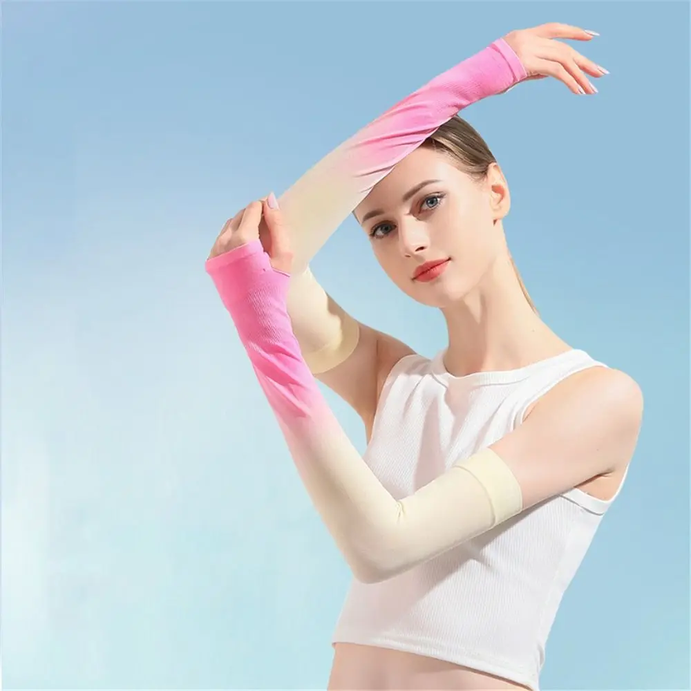 

Cycling Driving Cool Gradient Color Sun Protection Anti-UV Arm Sleeves Elbow Cover