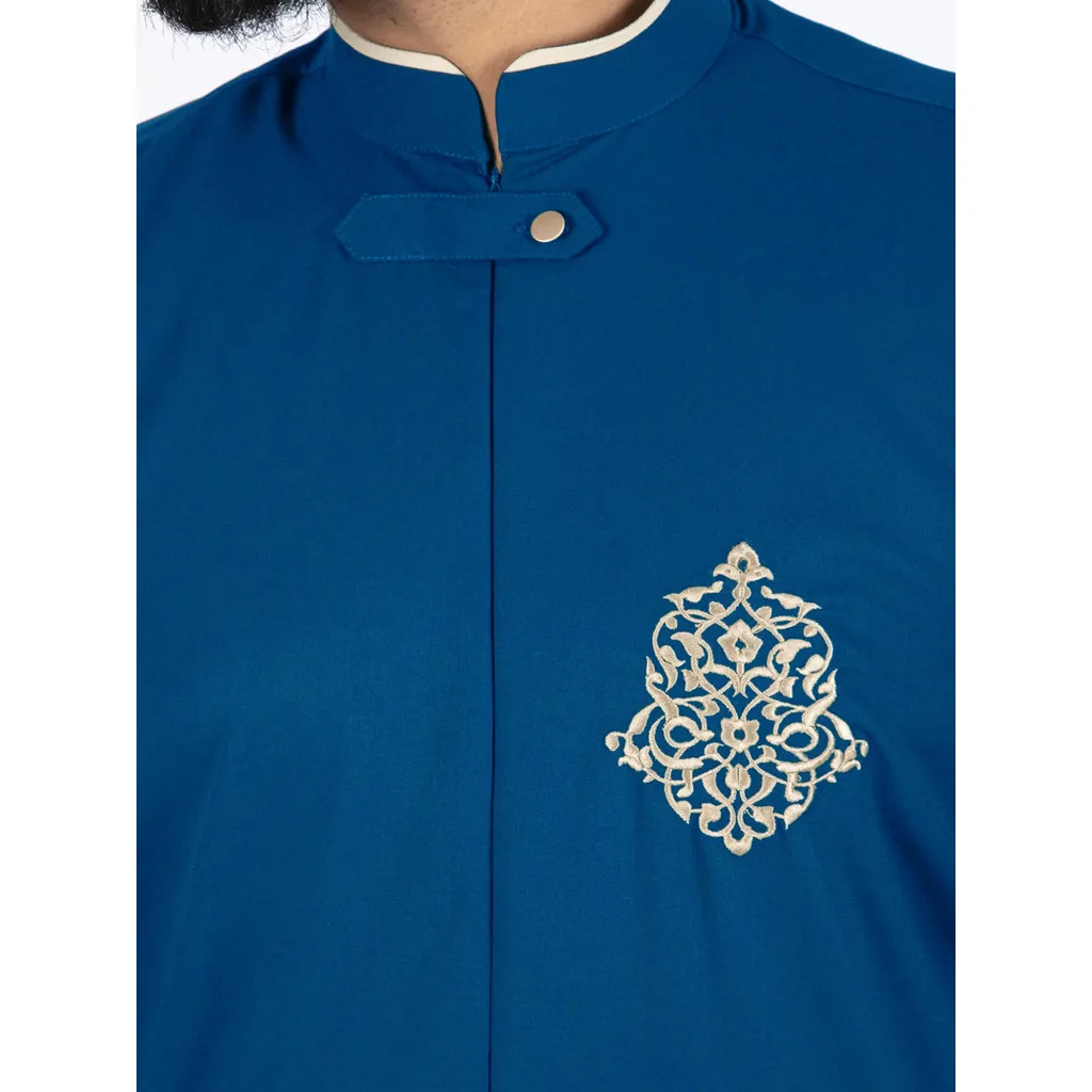 2025 Musulmano Dubai Caftano Abaya JUBAH Abito Ricamo Stile Etnico Abito da Uomo Marocchino con Tasca