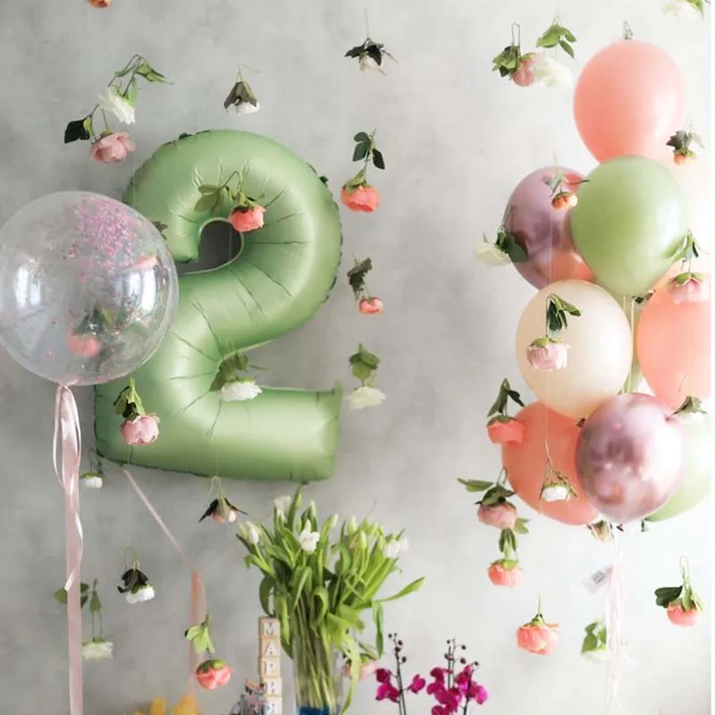 32 Zoll cremefarbene Karamell-Olivgrüne olivgrüne Folienballons 0 1 2 3 4 5 6 7 8 9 Kugeln Hochzeit Geburtstag Party Dekor Babyparty – Detail 16