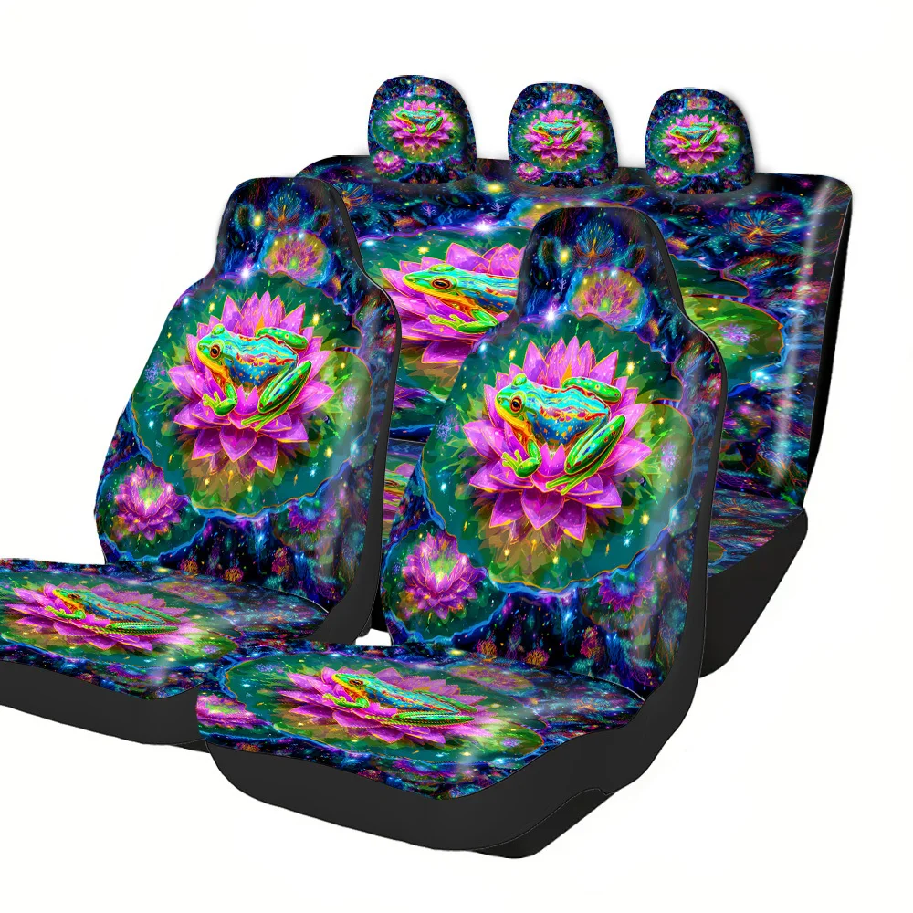2-5 Seat Set Car Seat Covers Breathable Frog For Lotus Pattern Protection For Truck SUV Off-road Car Celebrate Halloween Christ