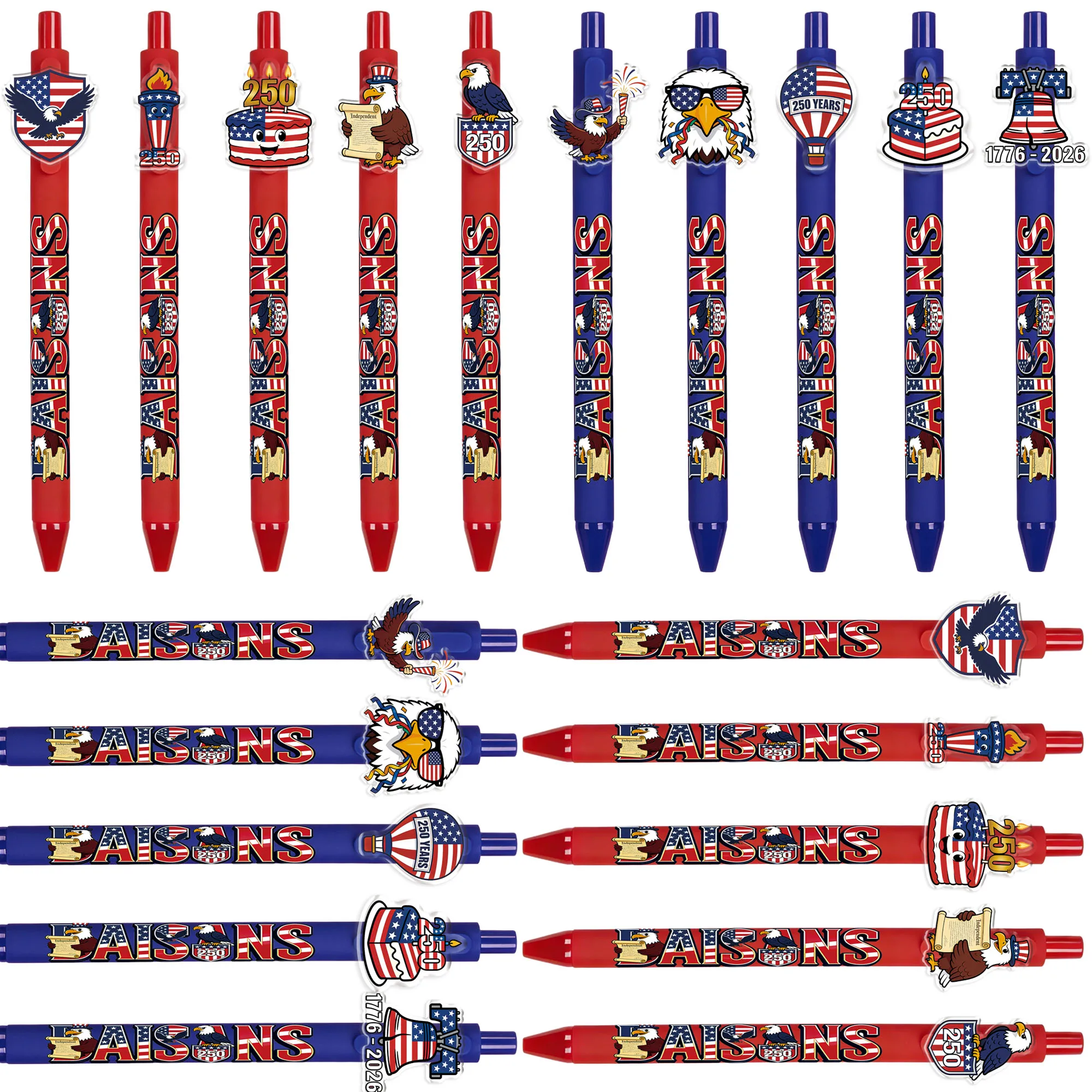 

10 pieces / 20 pieces Independence Day theme push-button ballpoint pen - Gift pen for celebrating 250th anniversary