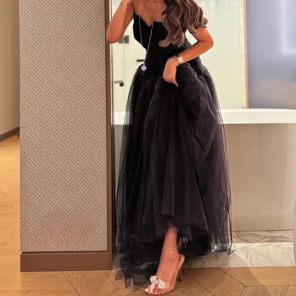 Customized Modern Strapless Pleats Evening Dress Temperament A-Line Sleeveless Photo Color Party Gown vestidos para mujer