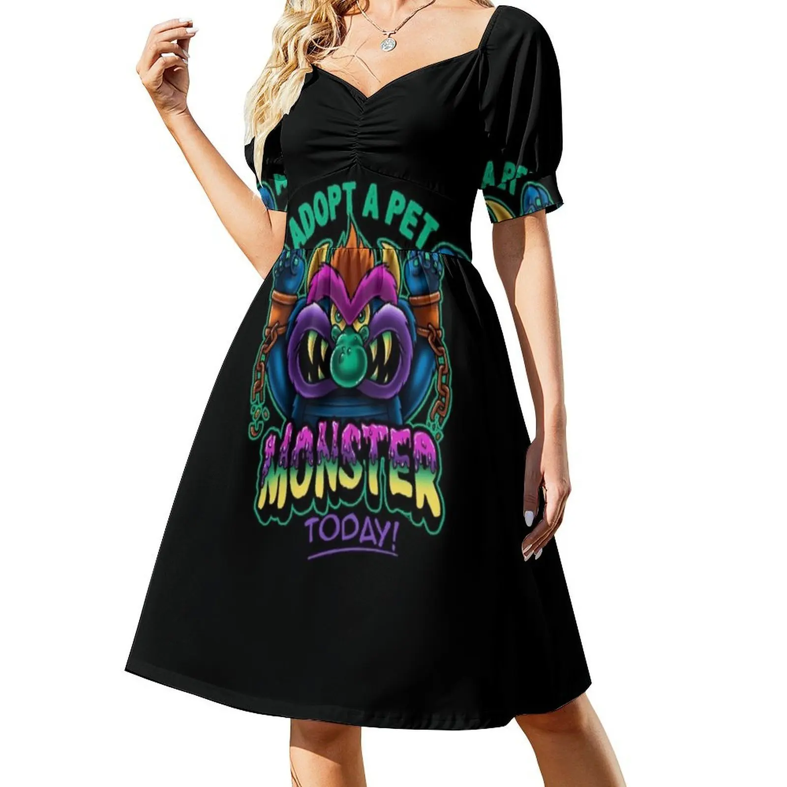 اعتماد فستان بوهيمي بدون أكمام على شكل وحش للحيوانات الأليفة، فستان متعدد الطباعة لحفلات عطلة الشاطئ، يعتمد فستان سهرة وحش الحيوانات الأليفة للنساء #2