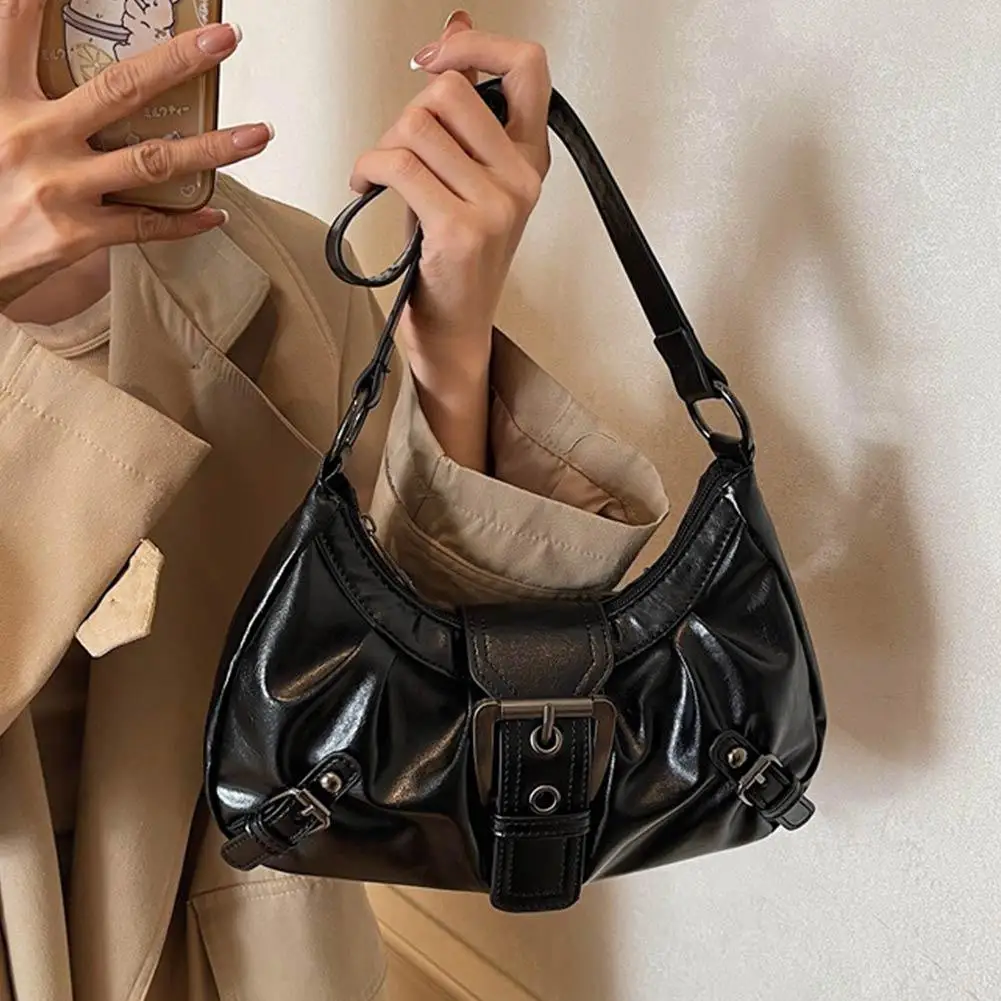 Y2K Retro Pleated Hobo Shoulder Bag for Women Hot Selling Maillard Style Underarm Bag Clutch Handbags for Travel Work Shopping