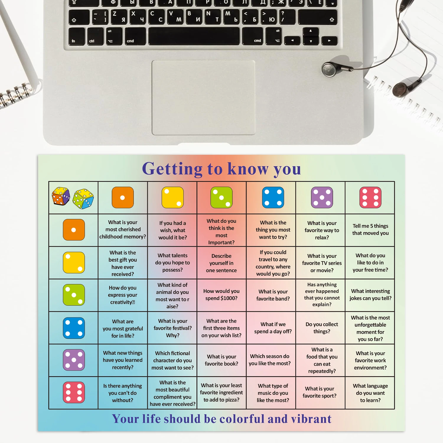 6/12pcs DiceBreaker: Getting to Know You - Fun Interactive Dice Game for Parties, Classrooms, and Teacher Activities, Mixed Colo