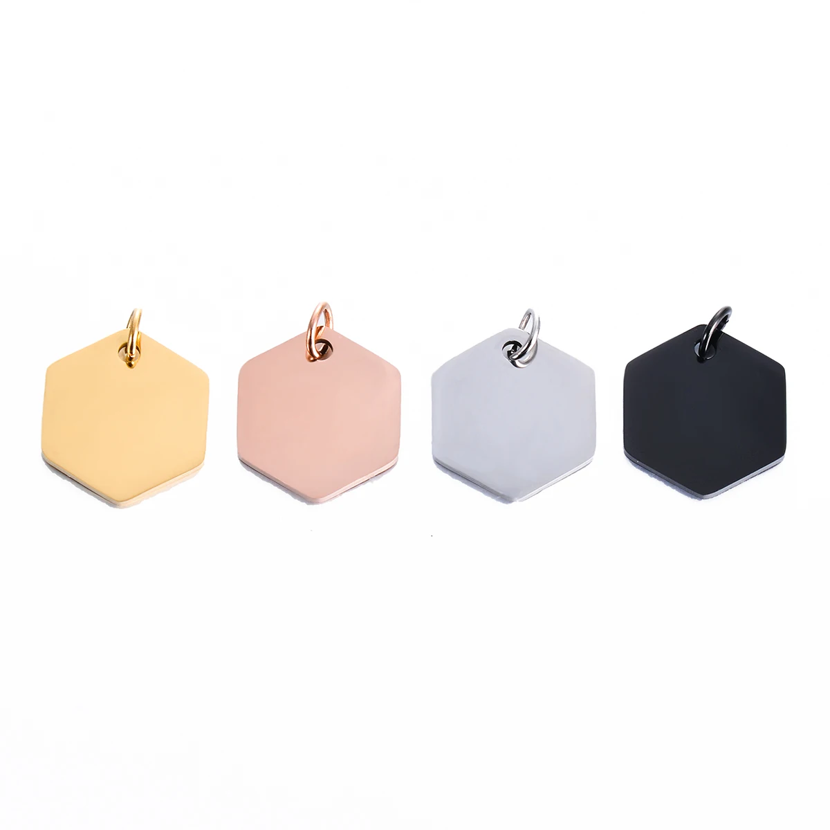 20Pcs/lot Wholesale Hexagon Mirror Polish Stainless Steel Blank Tags Pendant DIY Making for Necklace Keychain Jewelry Accessory