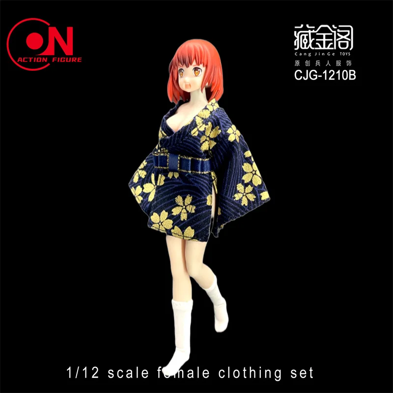 Ensemble Kimono de soldat féminin, échelle 1/12, tissus en soie de Style court, chaussettes de ceinture à motif floral, adaptées au corps de figurine d'action de 6 pouces, CJG-1210