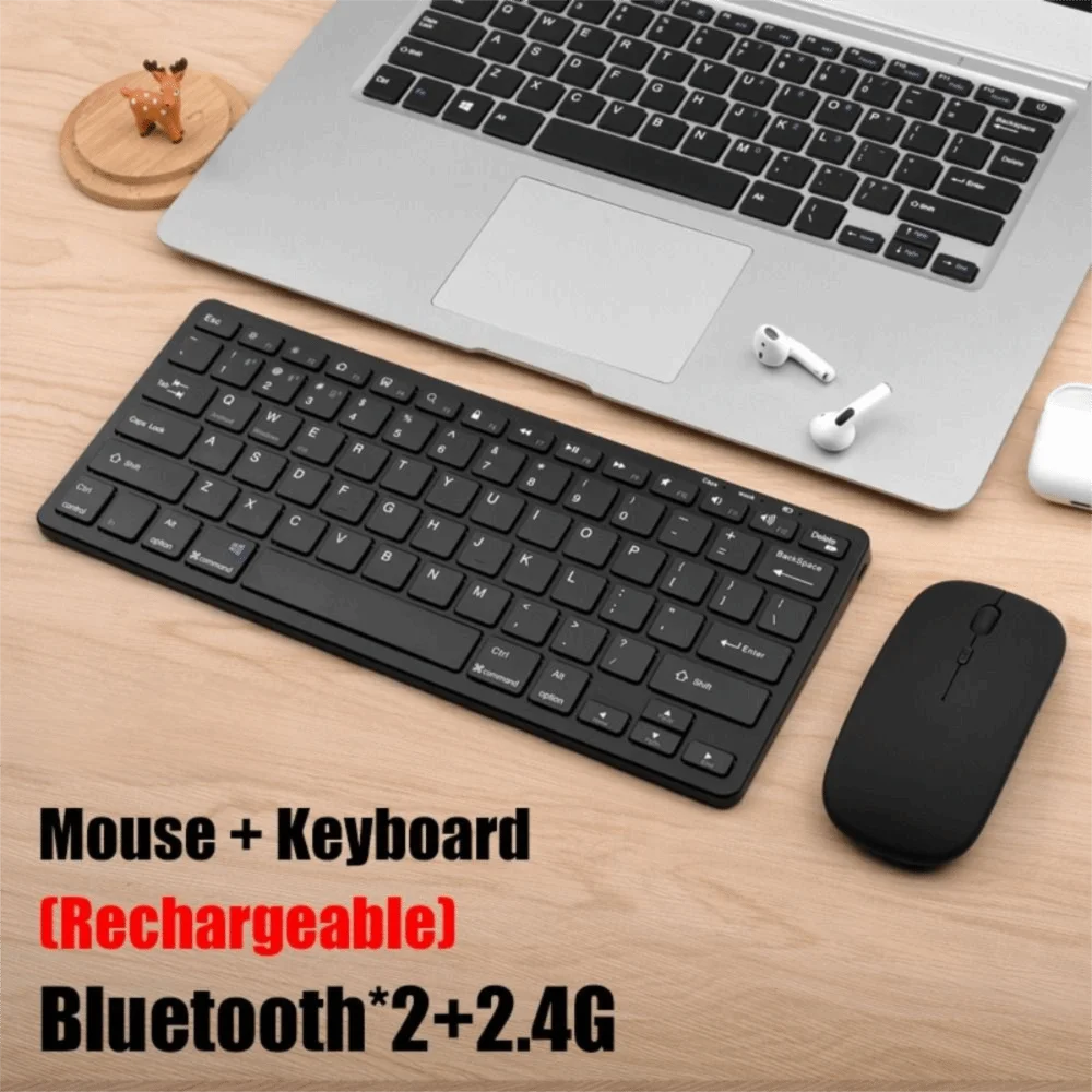 Portable 2.4G Wireless Keyboard Mouse Set Bluetooth 5.0 2 Modes Keyboard Mouse Combo Ultra-thin Bluetooth Keyboard For Laptop