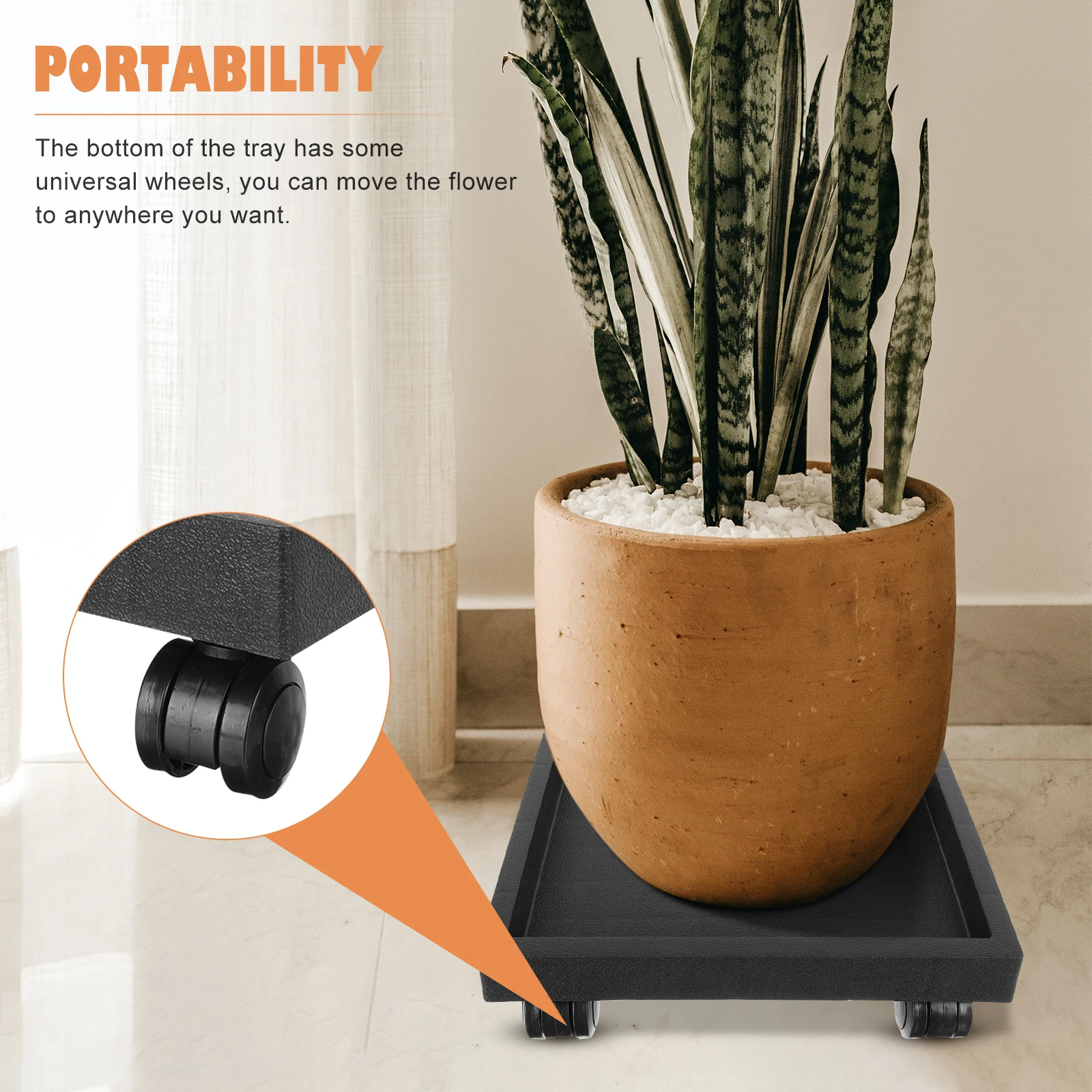 

Square Flowerpot Tray Wheels Resin Plant Pot Base Plate Movable Waterproof Gardening Supplies Universal Accessory