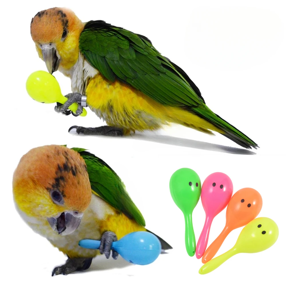 Cute Parrot Rattle Sand Hammer Sand Ball Bird Bites Wisdom Interactive Training Toys Pet Accessories Parrot Bird Rattle Toy