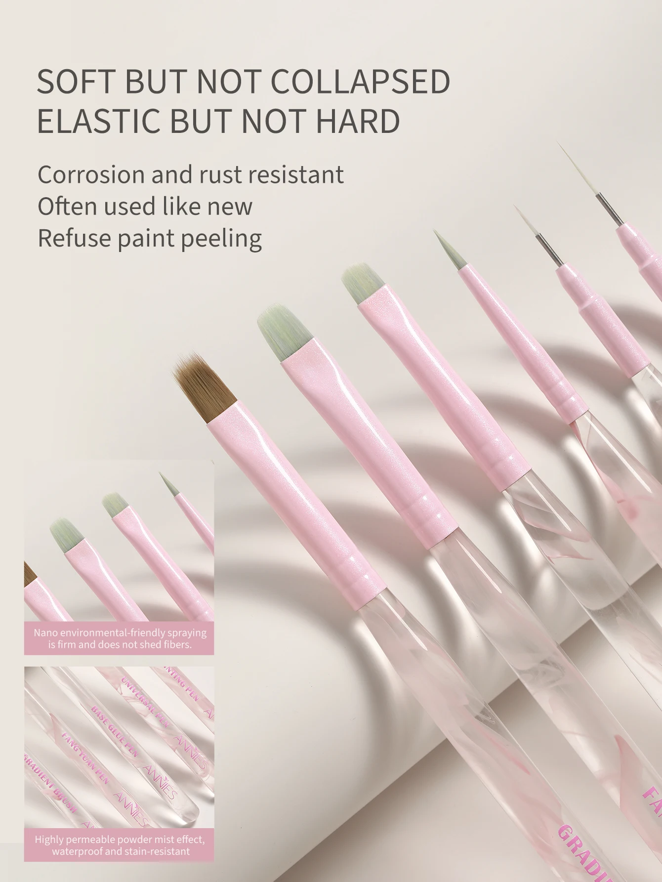 Chiffon Sakura Serie Pinselset mit Ziehlinien und Rundkopfkonstruktion, Farbmalerei Pinsel, Spezialstift für Nagelkunst – Detail 3