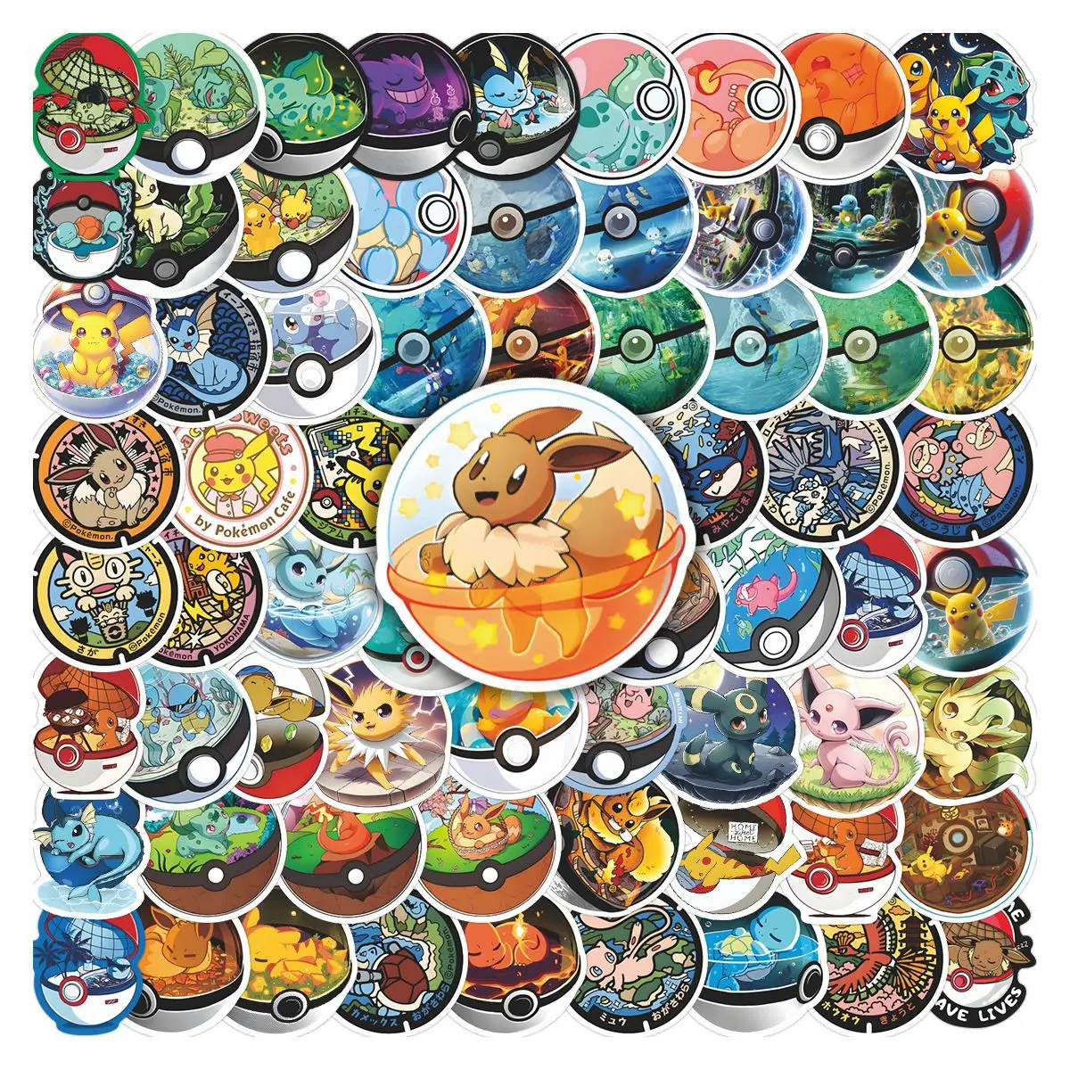 

68PCS Pikachu Pokemon Anime Graffiti Stickers Cute Charmander Cartoon Decal DIY Luggage Phone Guitar Scrapbook Cup Kid Toys Gift