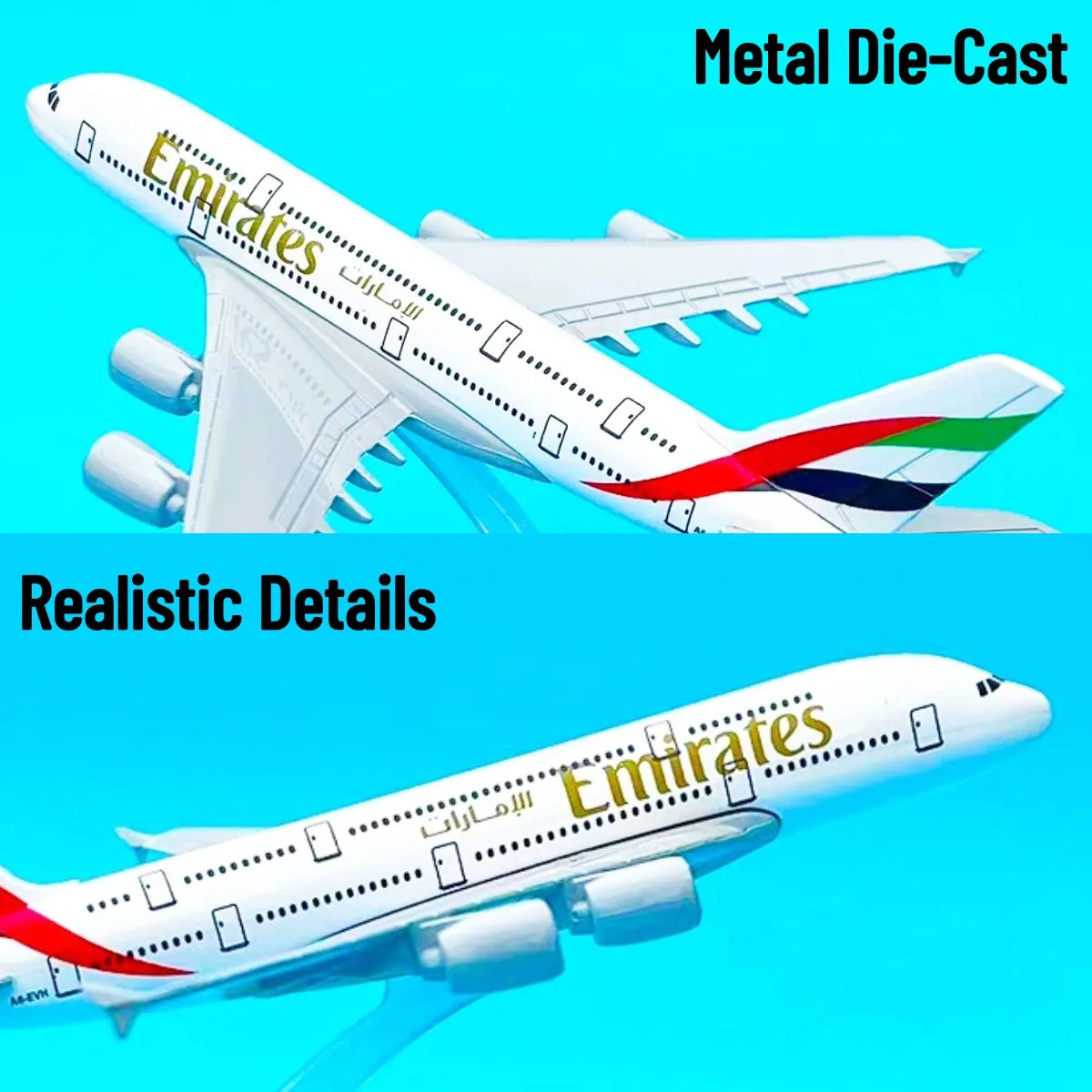 Diecast Metal Modelo Aircraft Replica, Emirates Airlines Airbus A380 Avião, Avião, Brinquedos Colecionáveis para Meninos, 1:400 Escala