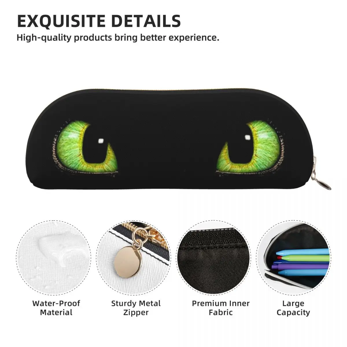 مقلمة عيون بلا أسنان، حامل أقلام، لوازم قرطاسية للتخزين، صندوق أقلام بسعة كبيرة، حقيبة أقلام رصاص للبنين والبنات والمدرسة