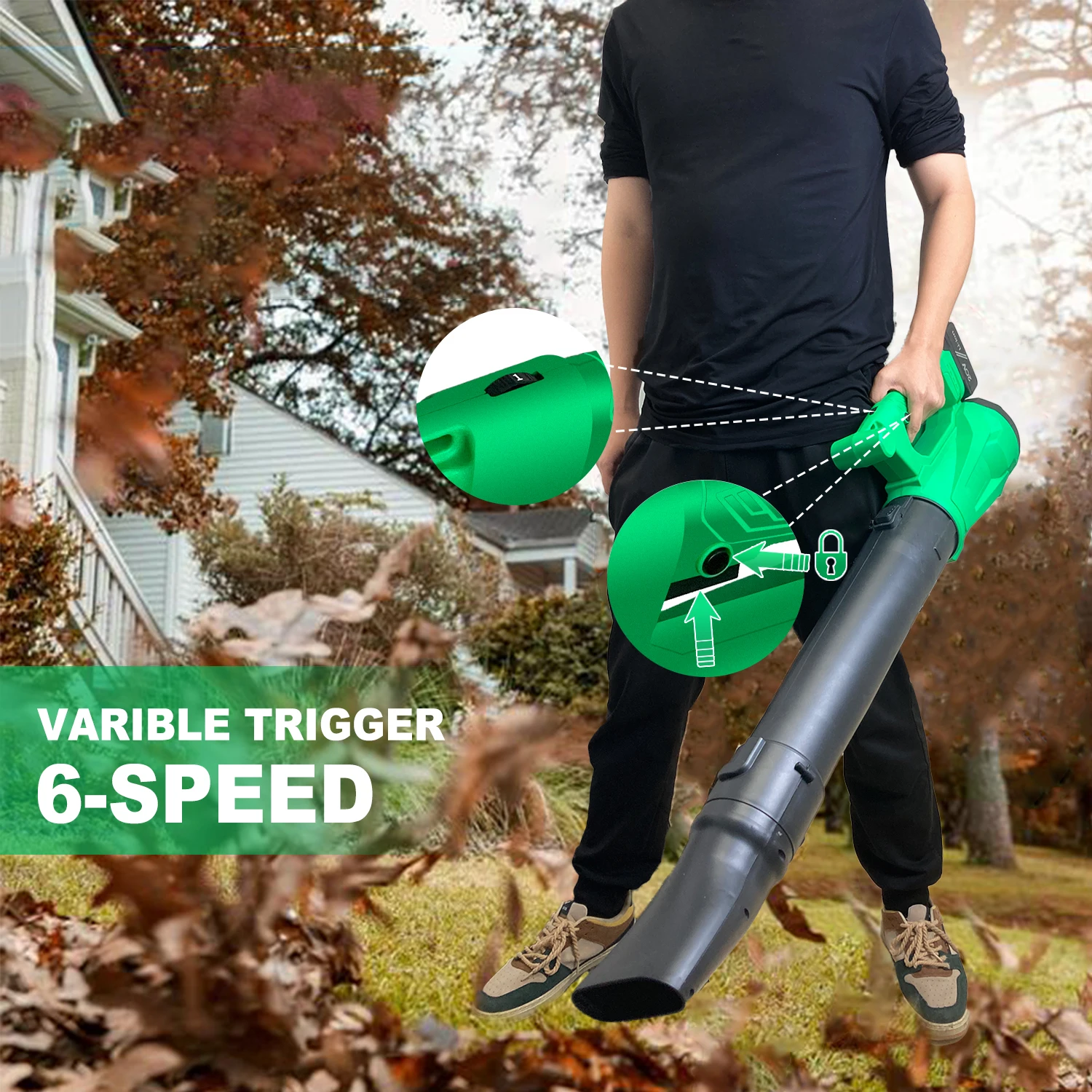 High Pressure 20V Cordless Blower Power Tools Suction Leaf Dust Collector Electric Leaf Blower with Lithium Battery