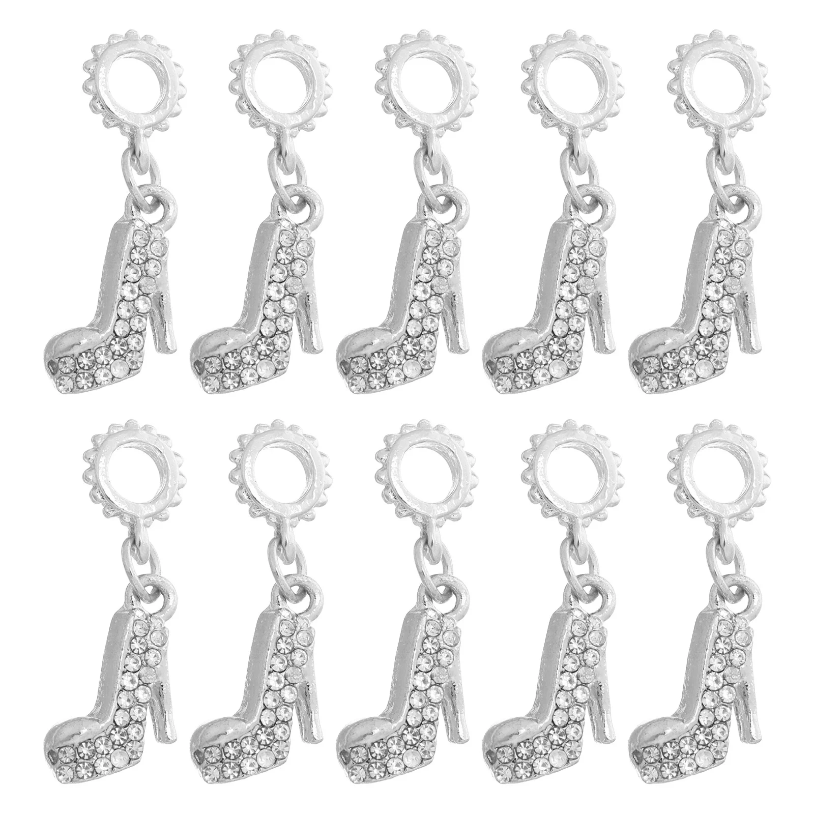 

10Pcs Alloy High Heel Jewelry Charms Rhinestone Shoe Pendants for DIY Necklace Bracelet Accessories Shoe Jewelry