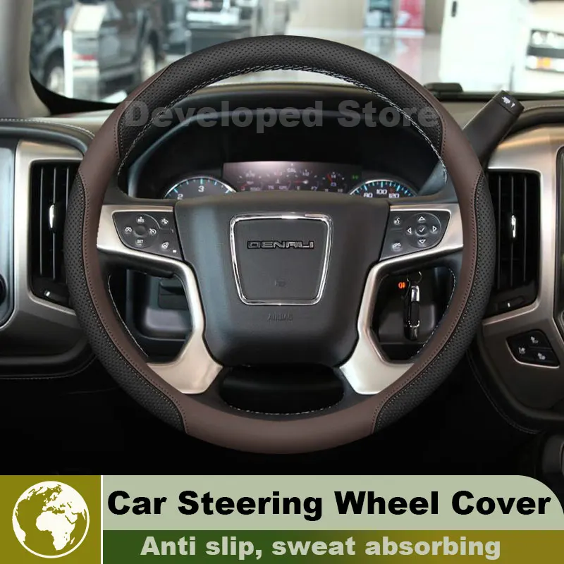 Leather Car Steering Wheel Cover For GMC SIERRA 2500HD 3500HD For Chevrolet Silverado 2015-2026 Auto Steering Wheel Accessories