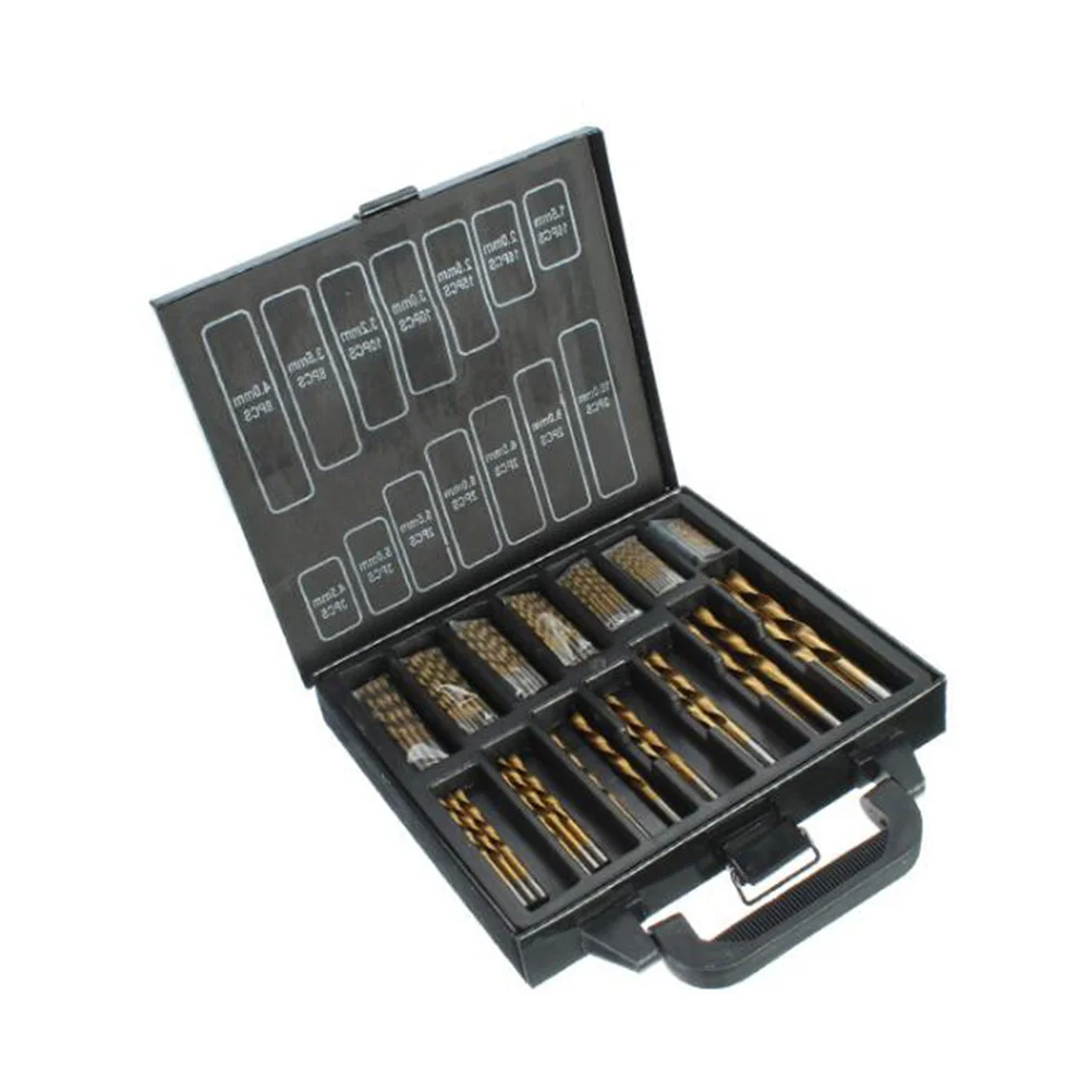99 pces hss titânio nitreto broca conjunto 1.5mm-10mm kit de broca de torção de aço de alta velocidade para liga de alumínio plástico fatias de madeira com