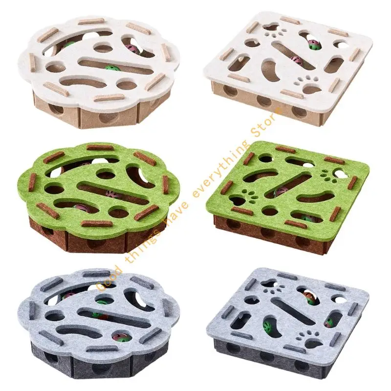 

Interactive Felt Maze Toy For Kitten Mental Stimulation Activity Multiple Holes Indoor Play Nontoxic Cats Puzzle Box 55KF
