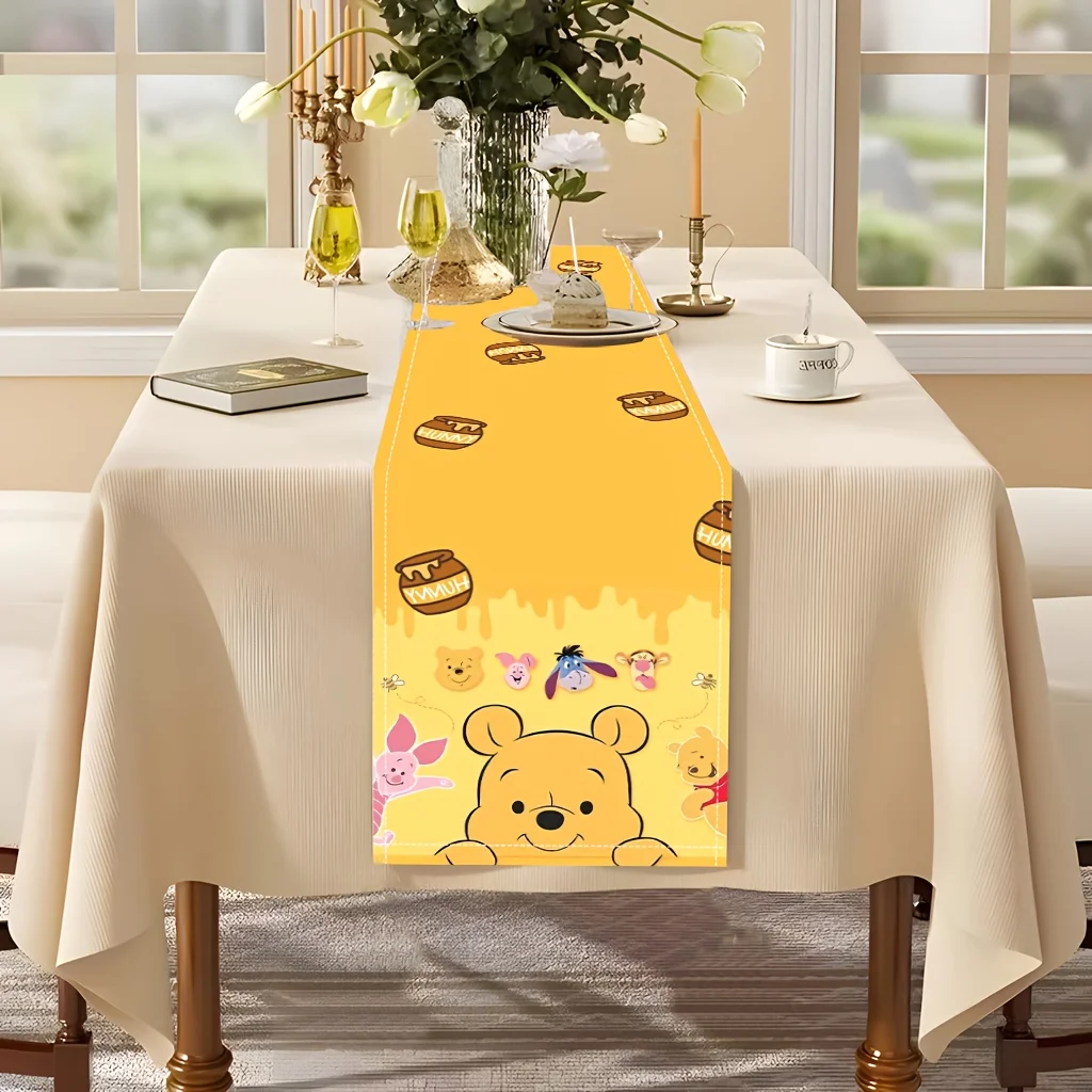

1 Winnie the Pooh Table Runner, Disney, Cute Cartoon Honey Winnie Design Pattern Table Runner - Perfect for Seasonal Kitchen Decoration