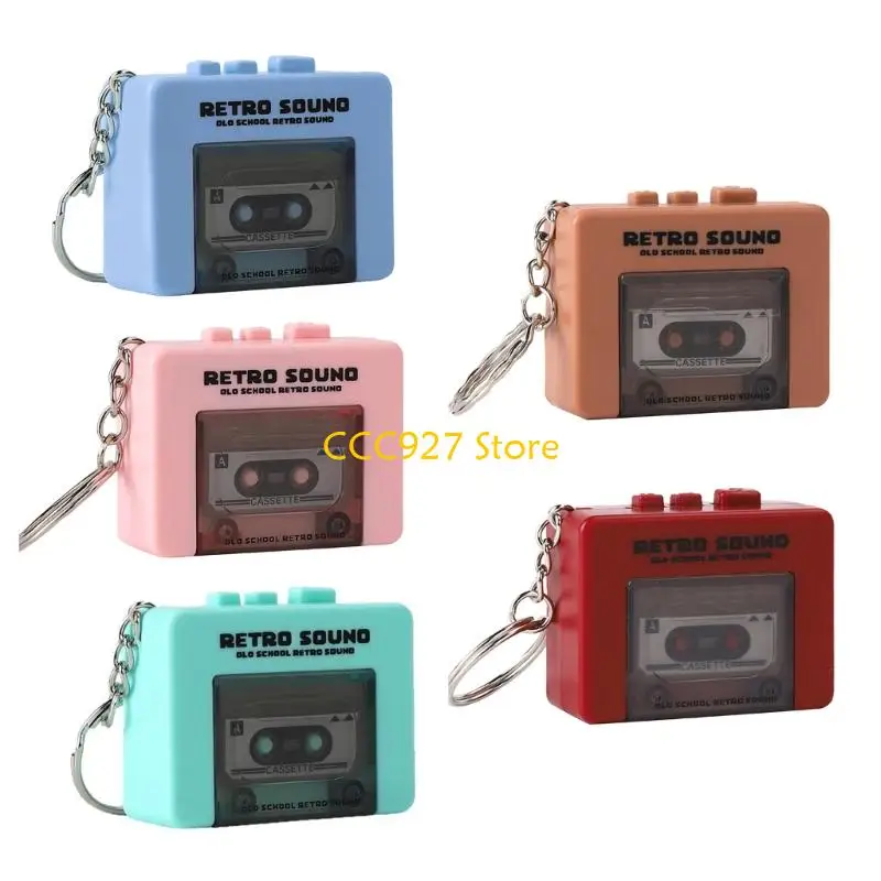 

B03F Vintage Miniature Tape Player Keychains Portable Music Box Accessory for Backpacks