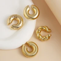 Lot de 4 clips d'oreille en acrylique en forme de C pour femme, couleur or et argent, sans perçage, boucles d'oreilles rondes, bijoux punk pour femme 3