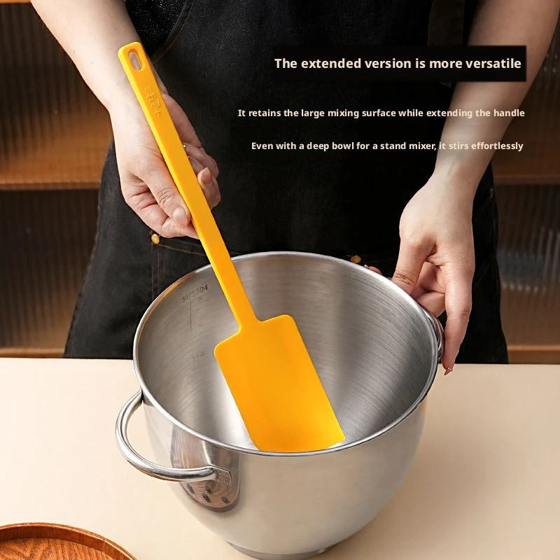 Food Grade Silicone Scraper, Heat Resistant Cake Cream Smoother, Multipurpose Mixing Spatula for Home Baking