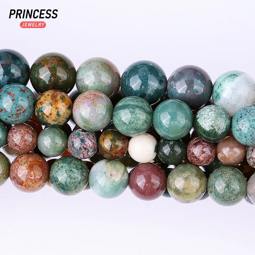 A++ Natural Indian Agate 4 6 8 10 12mm Loose Stone Beads for Jewelry Making Bracelet Necklace DIY Accessories 15