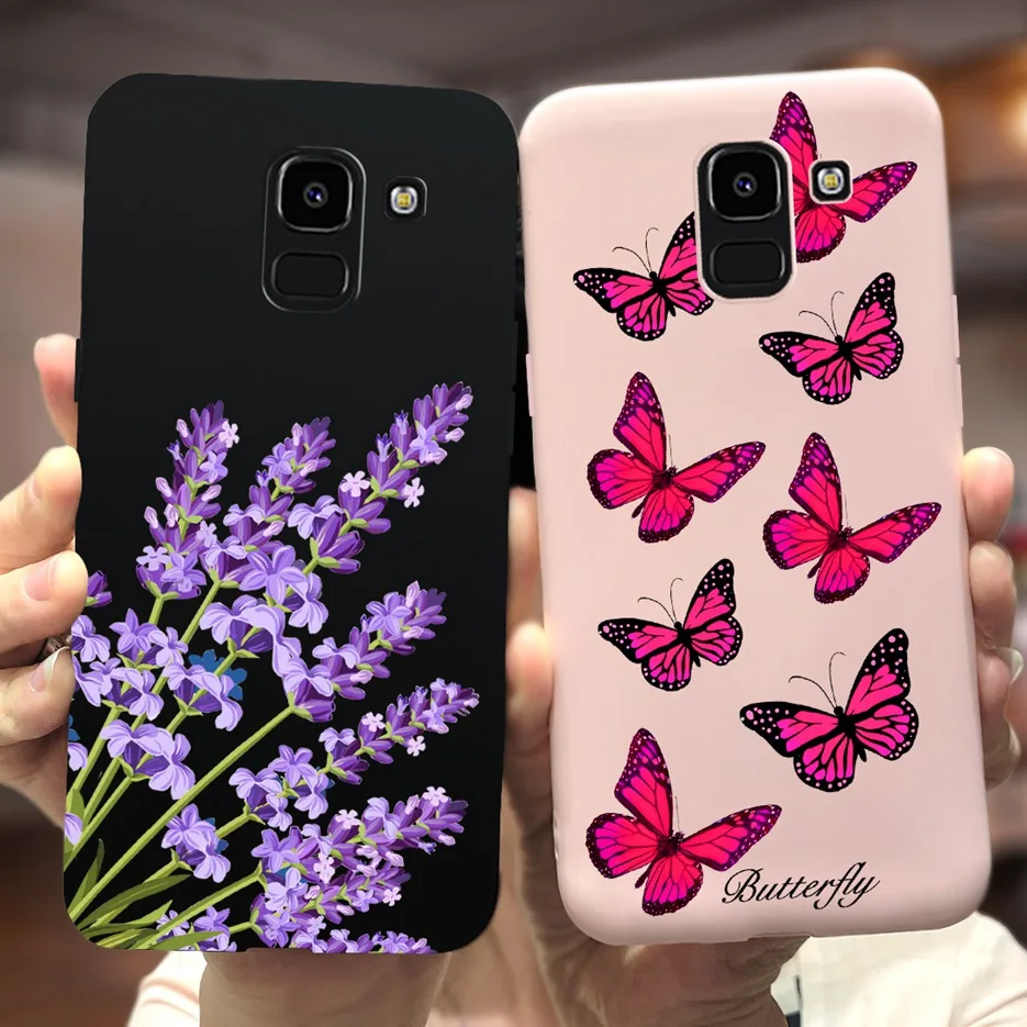 Para samsung galaxy j6 2018 caso flor colorida macio silicone caso do telefone para samsung j6 plus j6 + j610f galaxy yj6 j600f capa traseira