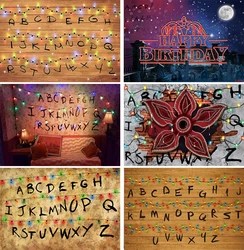 Stranger Things Birthday Party Theme Background Banner Lights Alphabet Episode Series Vinyl Backdrops Children Kids Party Decor