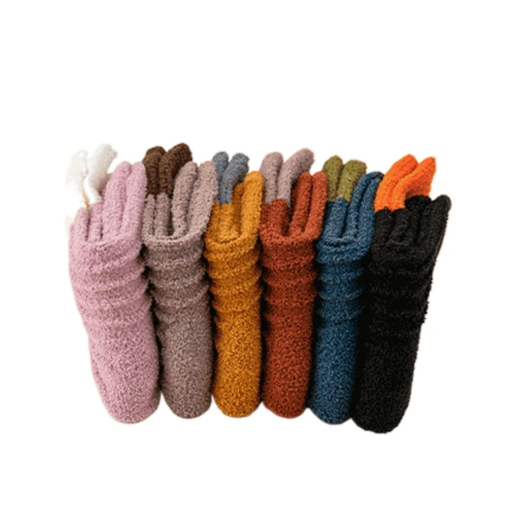 Soft Coral Fleece  Indoor Socks Gifts Home Sleeping Socks Autumn Winter Floor Socks  Socks Mid Tube Socks Striped Socks