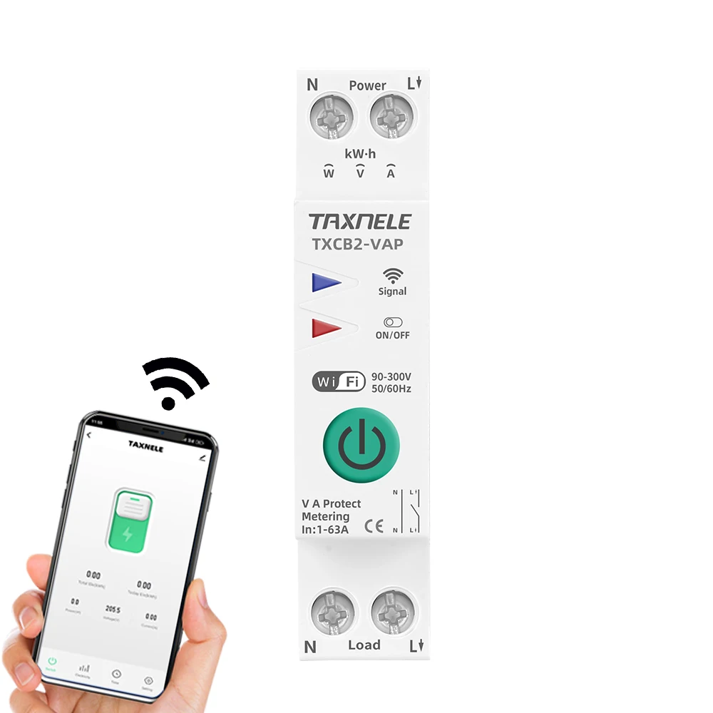 Smart Life TUYA WiFi MCB Circuit Breaker Power Metering Over Current Under Voltage Protect 1-63A Wireless Remote Control Switch
