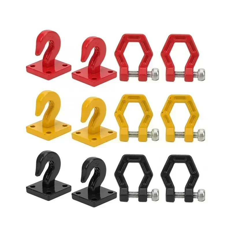 Metal Bumper D-ring Red Tow Hook 4Pcs for 1/10 RC Crawler Car  TRX-4 Axial SCX10 90046 Upgrade Parts