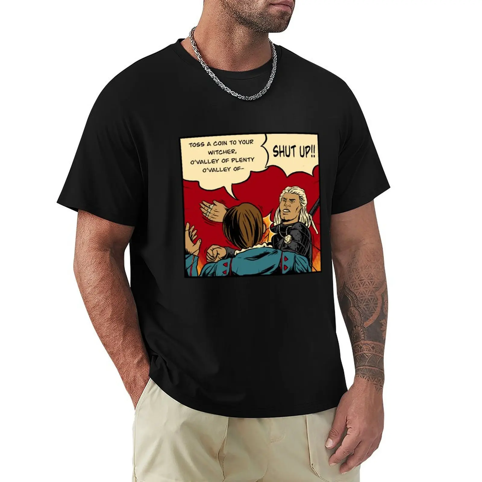 Toss a coin to your Witcher T-Shirt Classic Print Short Sleeve Shirt