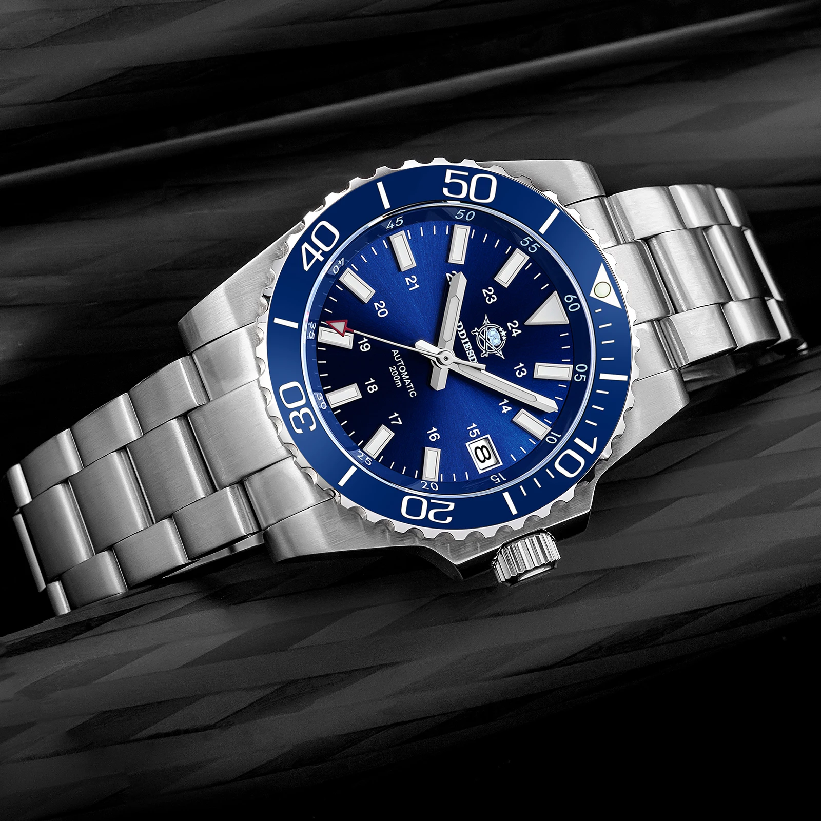 ADDIESDIVE 블루 남성용 시계 NH35A 사파이어 글라스 자동 기계식 손목시계 남성용 슈퍼 루미너스 200M 방수 시계
