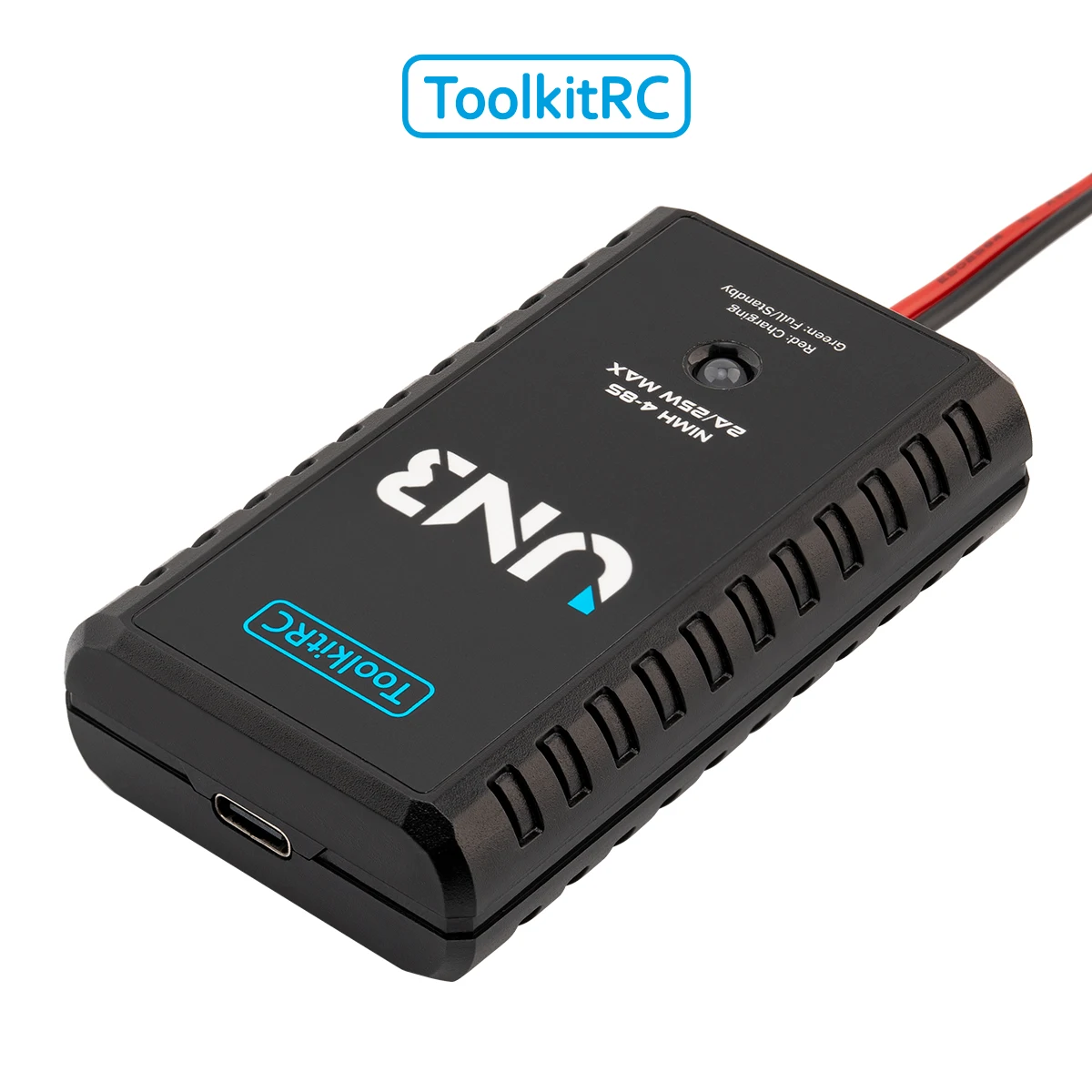 Cargador de Baterías ToolkitRC UN3 4-8S USB-C NiMh U3 2-3S LiPo 2A 25W con Puerto de Balanceo y Carga Directa para Modelos RC, Drones FPV, Autos y Aviones