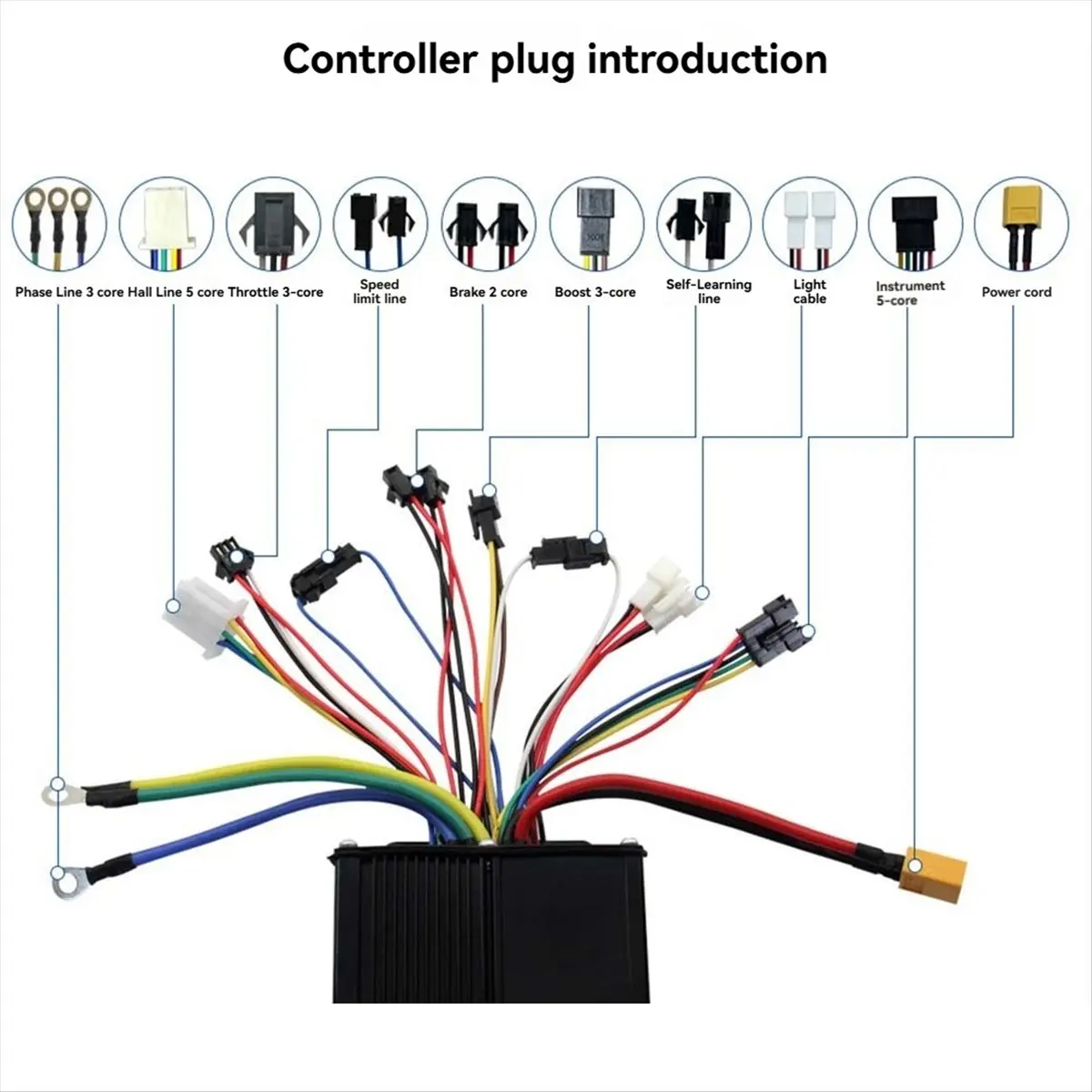 Sports Three Mode Ebike Sine Wave Controller 40A 36V/48V/52V with S866 LCD Color Display SM Connector 2000W Motor