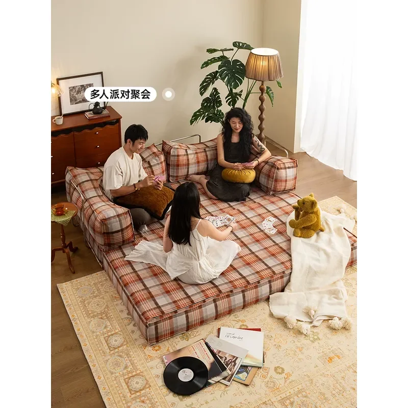 American Style Teddy Fabric Single Sofa Bed Foldable Dual Purpose Couch for Small Apartment Living Room 2026 New Design