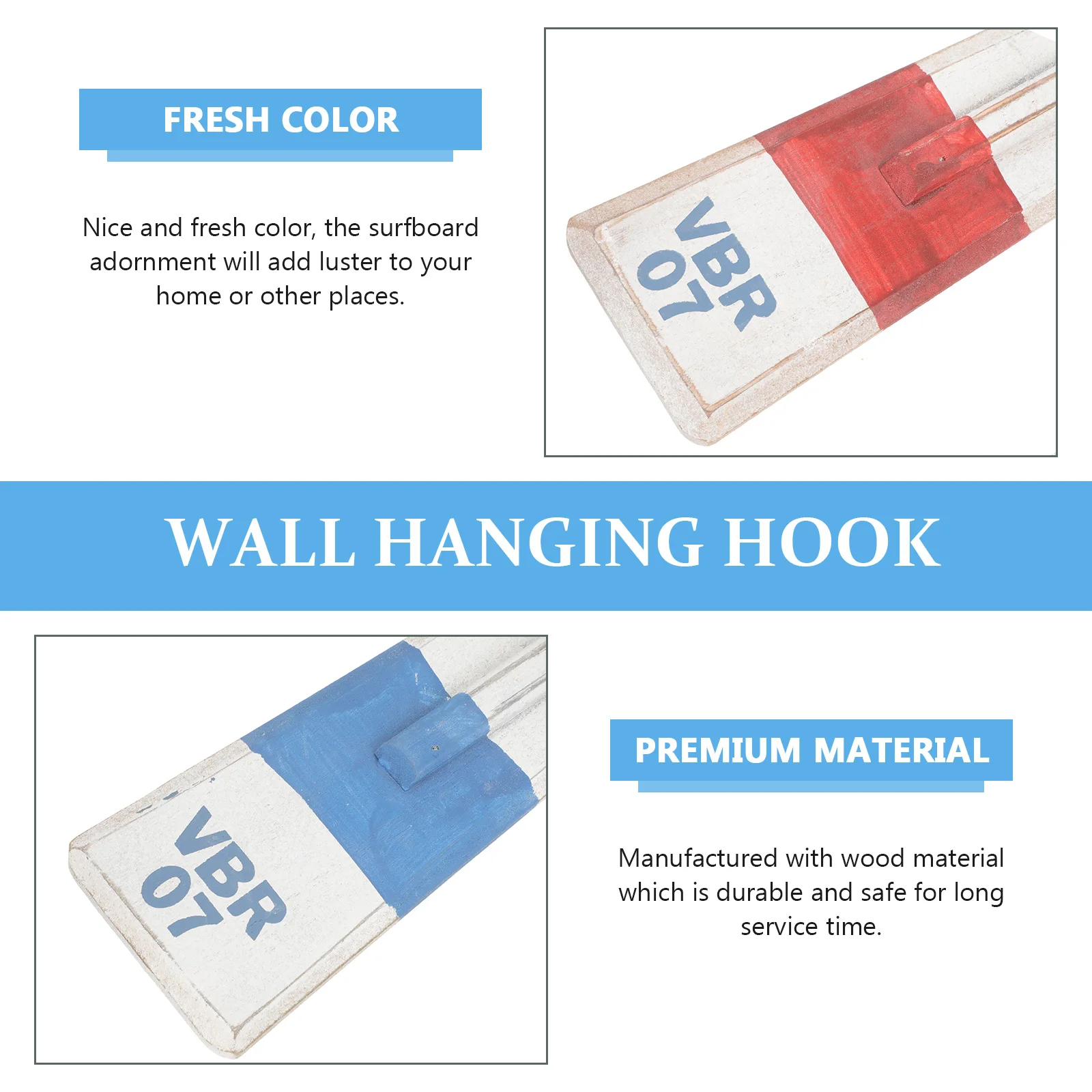 

2pcs Paddle Shape Coat Hooks Towel Scarf Hangers Coastal Ocean Decorative Hooks Mediterranean Style Wooden Wall Hook For