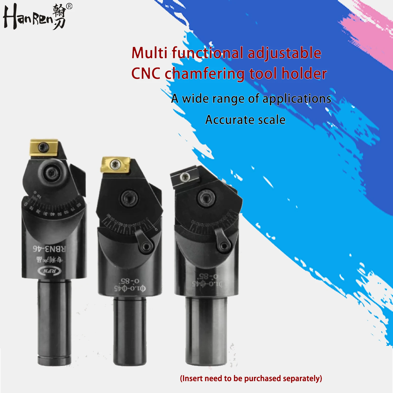 

CNC Multi Functional Adjustable Chamfering Tool Holder APMT1604 ADNT1603 Cutter Arbor Straight Shank 0-90 Degrees