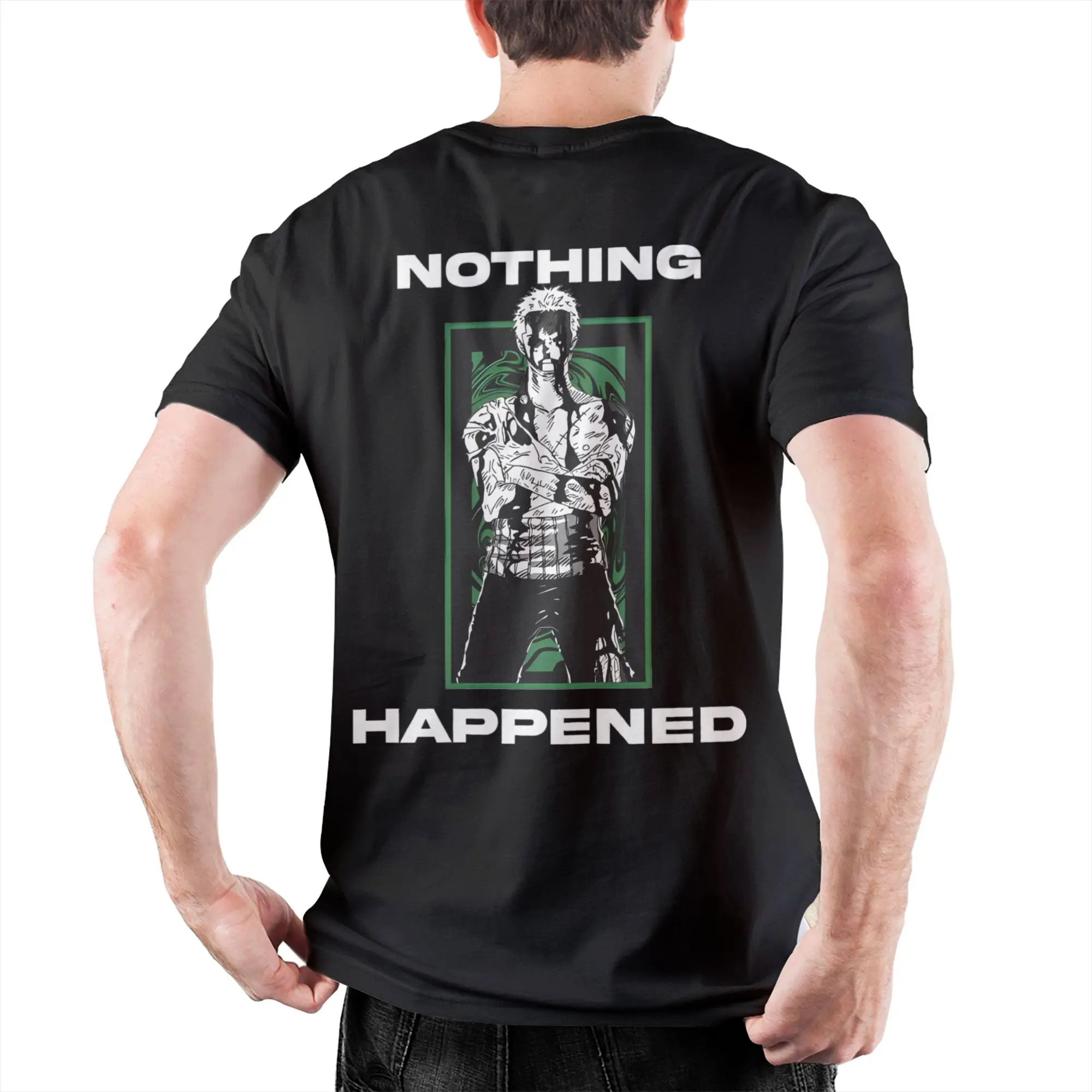 Zoro Nothing Happened Luffy Anime T Shirt Cotton Vintage T-Shirt Round Neck  Tee Shirt Short Sleeve Clothing Plus Size