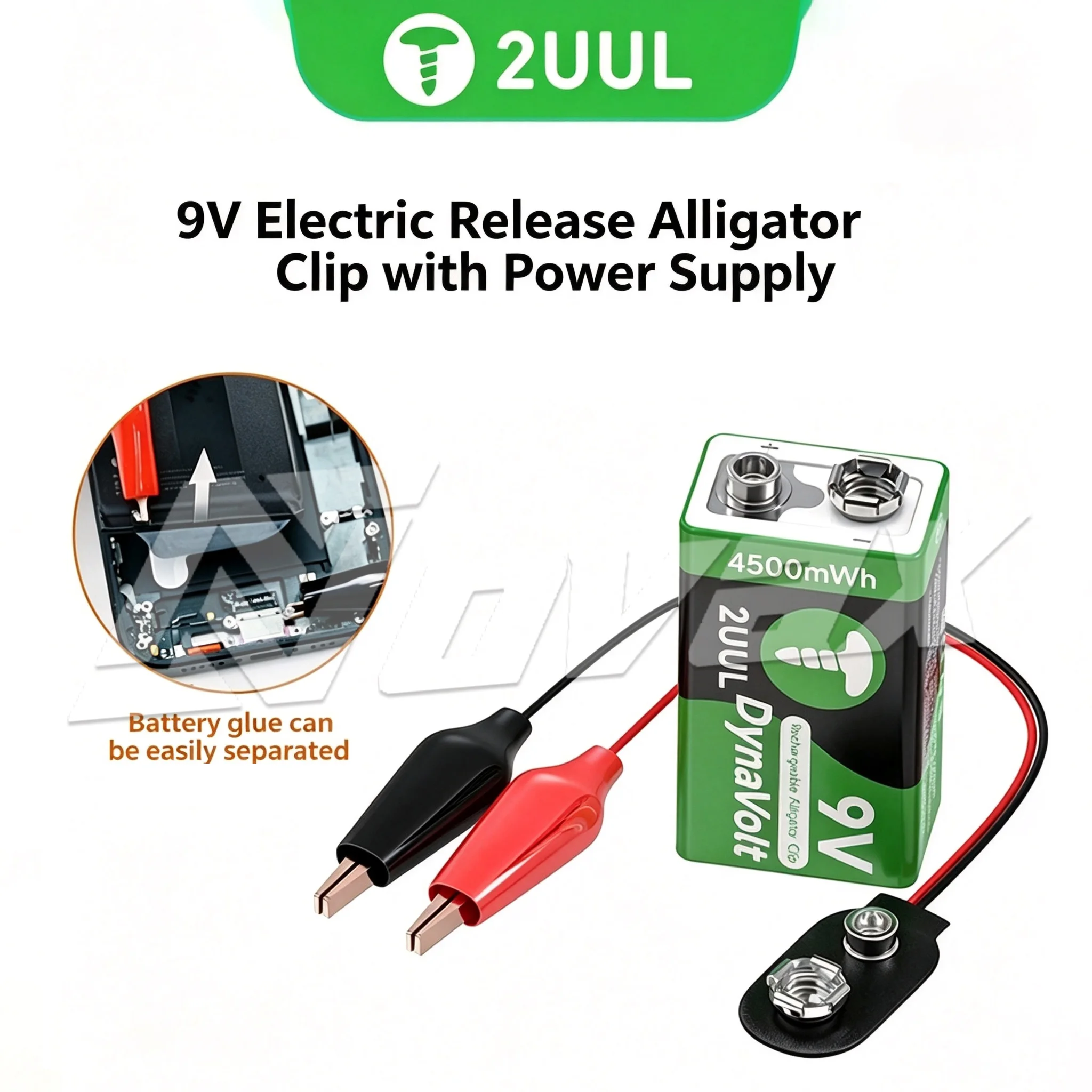 Fuente de alimentación eléctrica 2UL BT04 9V con cable de desconexión rápida para desmontaje de adhesivos de batería IP16