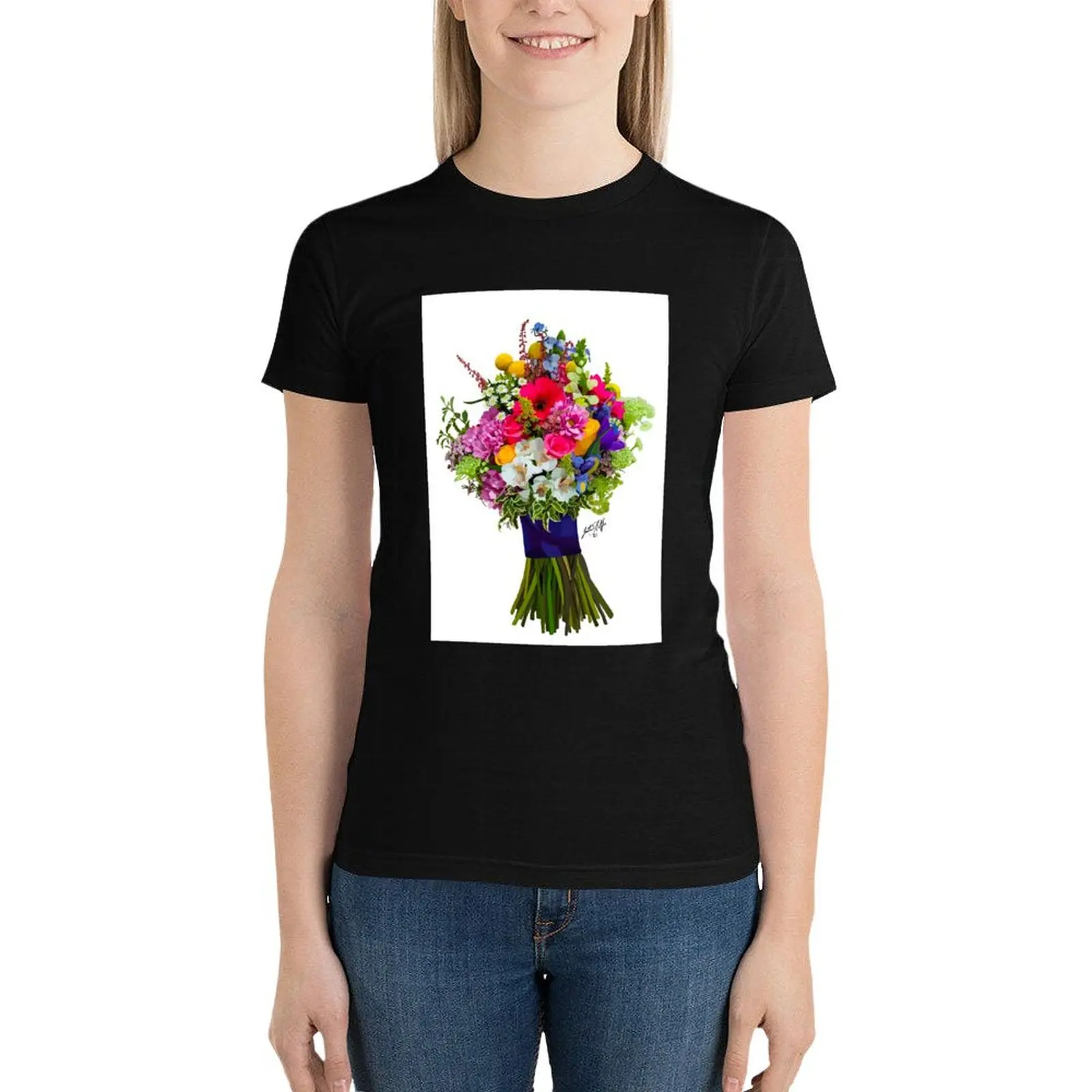 Rainbow Bouquet T-Shirt tops cute clothes lady clothes female Women's tee shirt