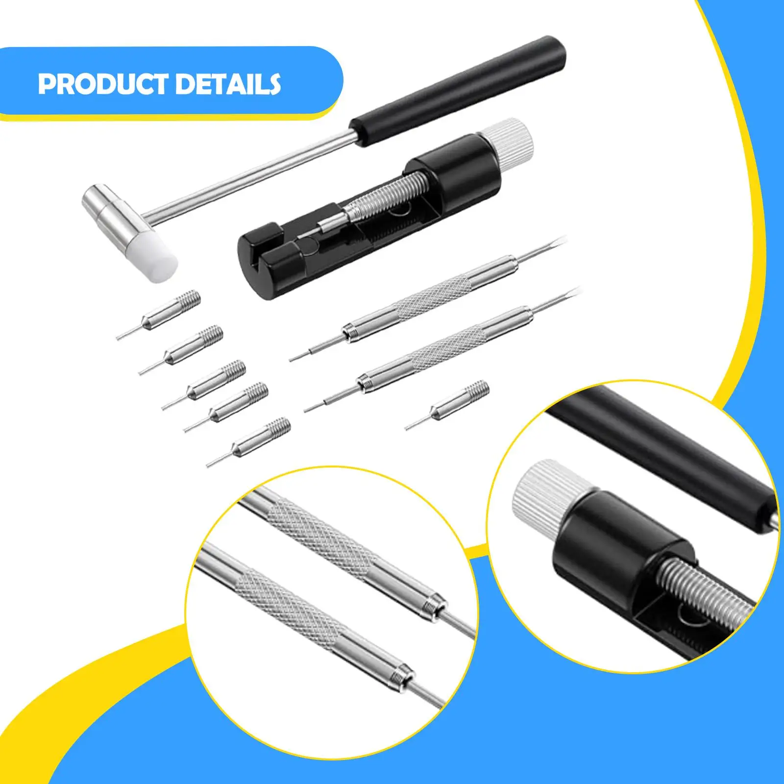 Watch Band Sizing Tool Spare Pins Replacement Universal Watch Repair Tool Kit for Watch Strap Adjustment