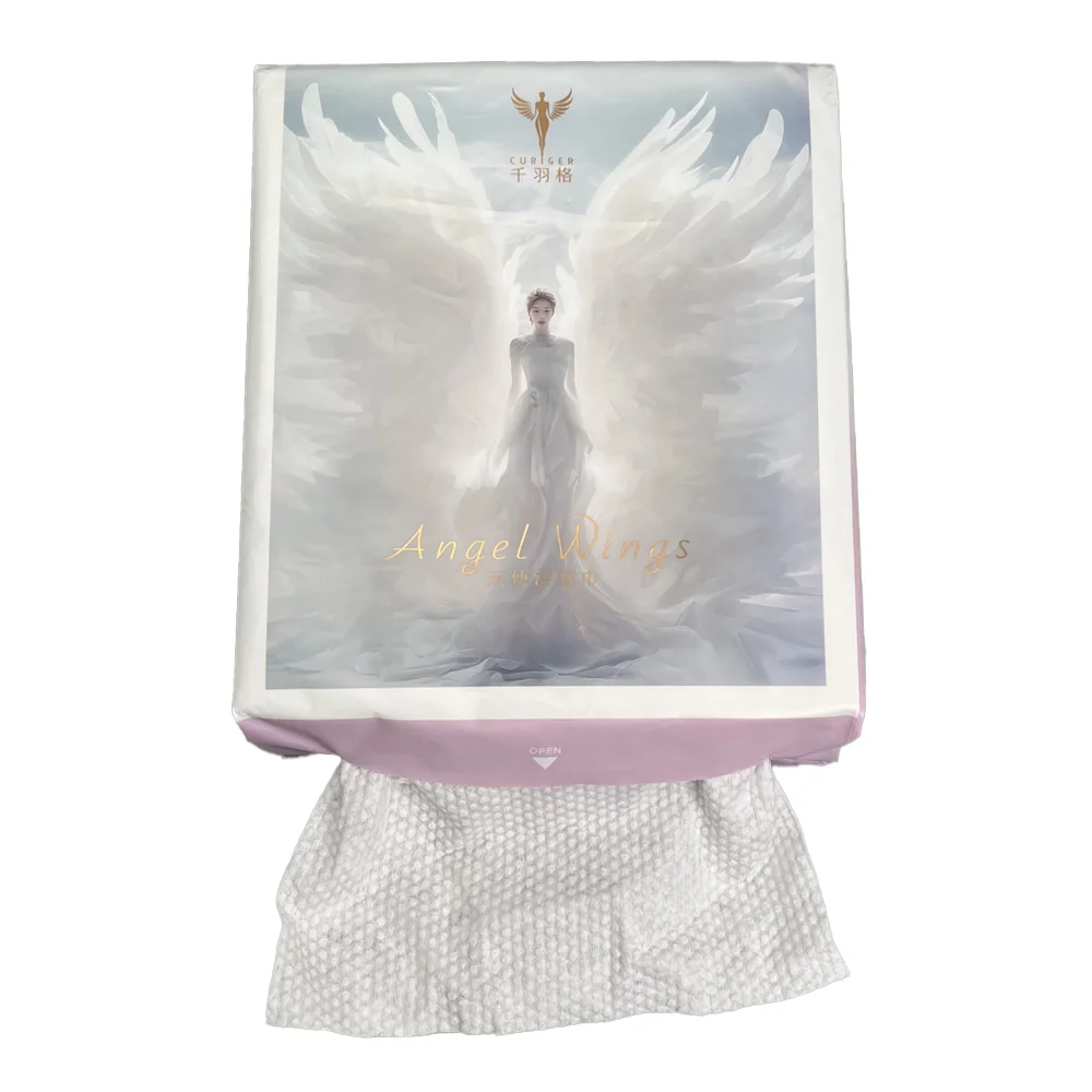 Angel Wings 100% Pure Cotton Disposable Face Towels Thick Soft Facial Wipes Non-Fluorescent Sensitive Skin Makeup Remover